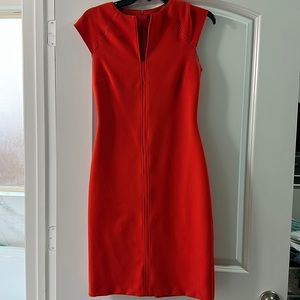 Zara red orange dress midi